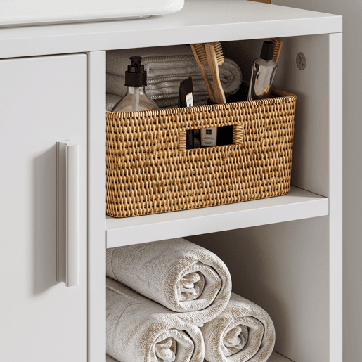 Armário para casa de banho Kulaik 1 porta e 3 prateleiras 51x60x32cm - Branco en.casa