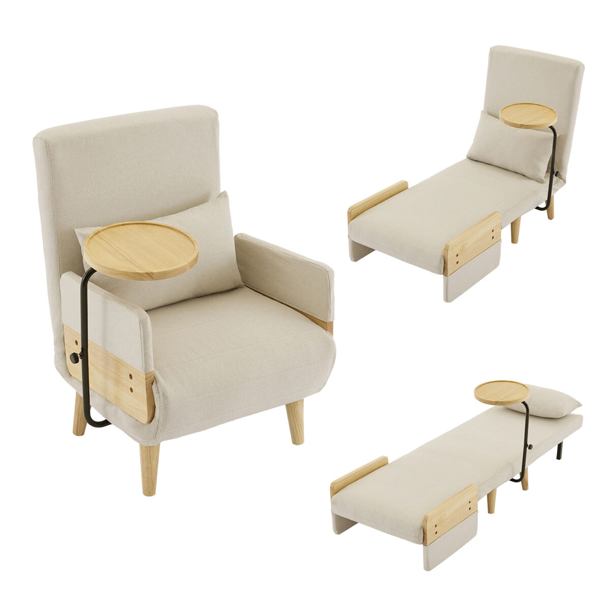 Sofá cama plegable de lino