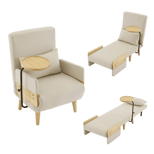 Sofá-cama dobrável de linho,bege Sofá-cama dobrável de linho,bege