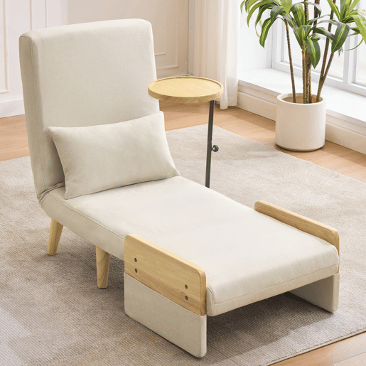 Sofá-cama dobrável de linho,bege Sofá-cama dobrável de linho,bege