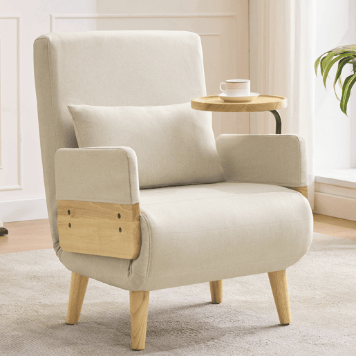 Sofá-cama dobrável de linho,bege Sofá-cama dobrável de linho,bege