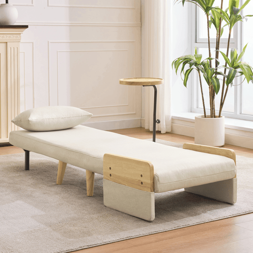 Sofá-cama dobrável de linho,bege Sofá-cama dobrável de linho,bege