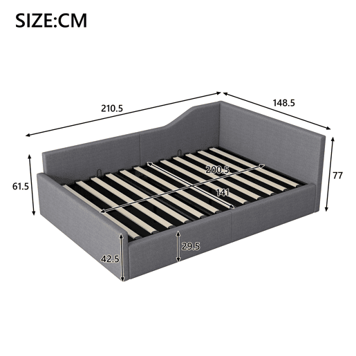 Cama nido 140x200 - Estofada com arrumação - Cinza