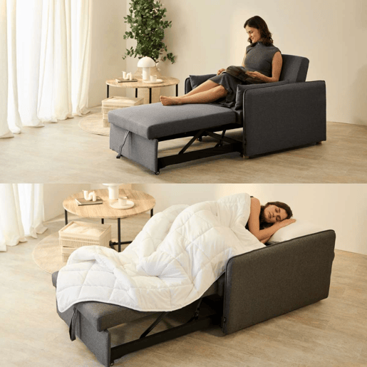 Poltrona cama Nest 1 Nalui Recliner 3 em 1 (93x100x79cm) com 2 almofadas Gris Antracita