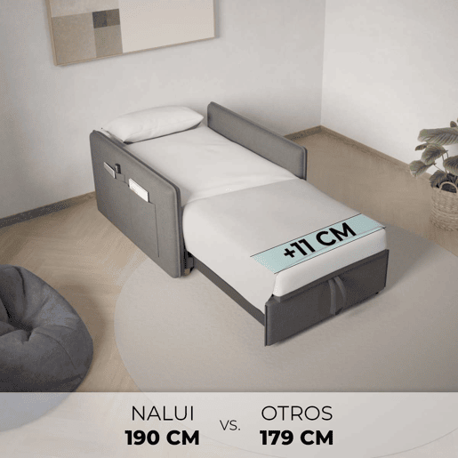 Poltrona cama Nest 1 Nalui Recliner 3 em 1 (93x100x79cm) com 2 almofadas Gris Antracita