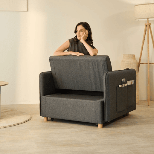 Poltrona cama Nest 1 Nalui Recliner 3 em 1 (93x100x79cm) com 2 almofadas Gris Antracita