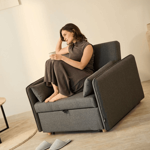 Poltrona cama Nest 1 Nalui Recliner 3 em 1 (93x100x79cm) com 2 almofadas Gris Antracita