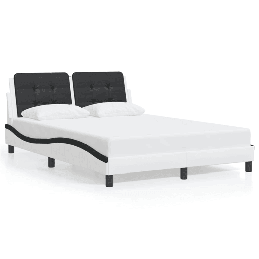 Estrutura de Cama de casal moderno com LED sem colchão Zadar 140x200cm brancopreto