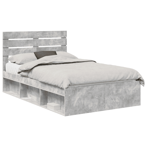 Estrutura da Cama de casal simple com cabeceira Cinza Concreto 135 x 190 cm