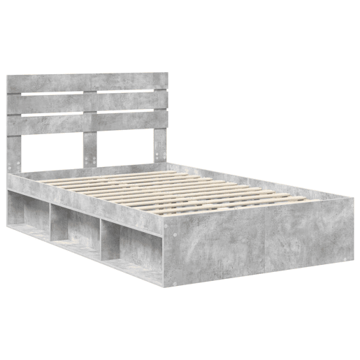 Estrutura da Cama de casal simple com cabeceira Cinza Concreto 135 x 190 cm