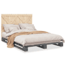 Estrutura de Cama de casal para adultos com cabeceira 140x200 cm pinho maciço cinza
