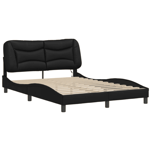 Estrutura de Cama de casal moderno com LED - 140x200cm preto