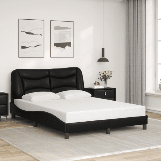Estrutura de Cama de casal moderno com LED - 140x200cm preto