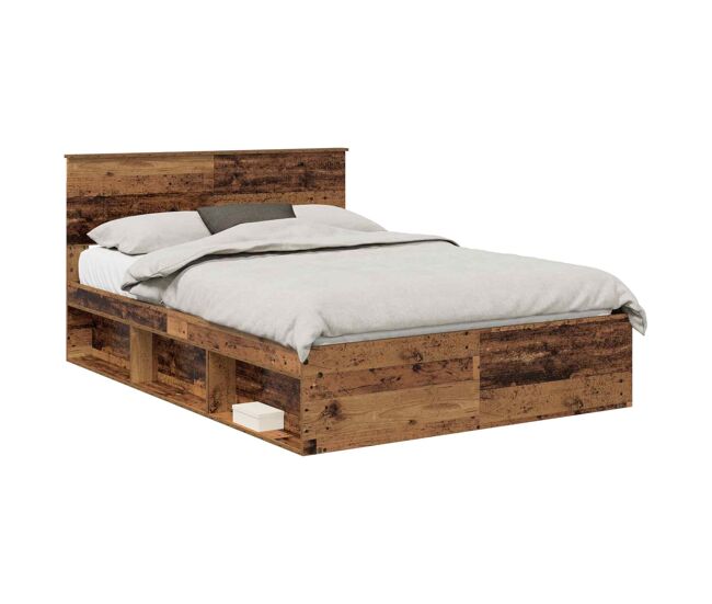 Estructura de cama matrimonial comodidad con cabecera - madera vieja 135 x 190 cm