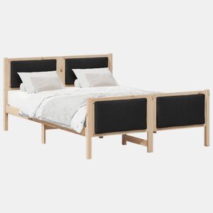Estrutura de cama de casal com cabeceira - Preto 140 x 200 cm tecido