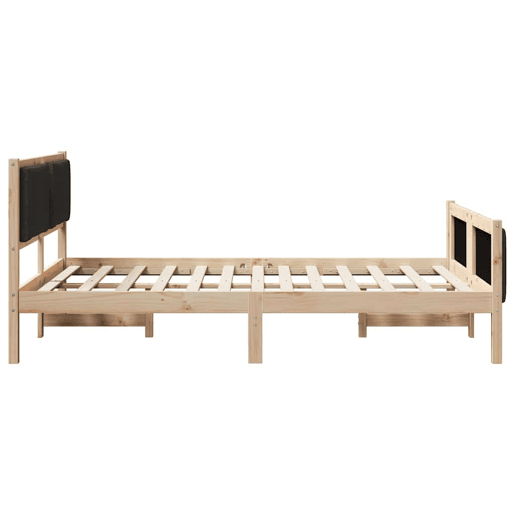 Estrutura de cama de casal com cabeceira - Preto 140 x 200 cm tecido