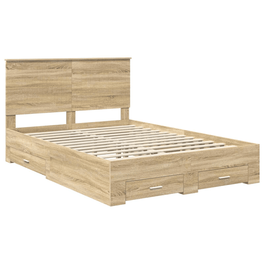 Estrutura da Cama de casal moderno com cabeceira Carvalho Sonoma 135 x 190 cm