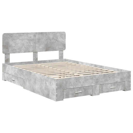 Estrutura De Cama De Casal Moderno - Cinzento 140 x 190 cm Madeira processada