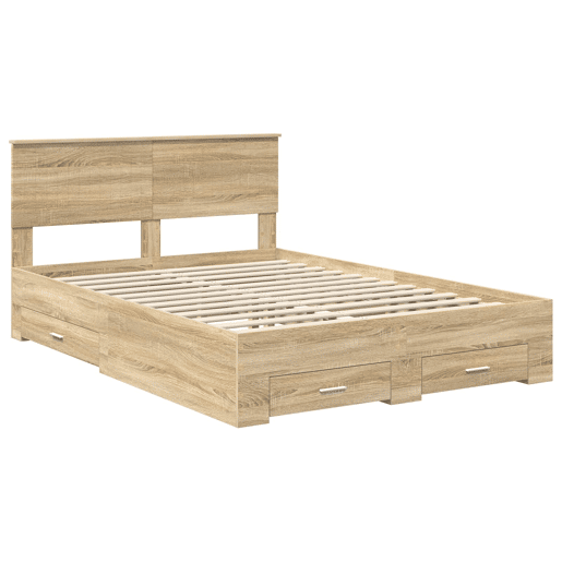 Estrutura da Cama de casal moderno com cabeceira Carvalho Sonoma 140 x 190 cm
