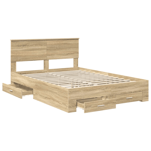 Estrutura da Cama de casal moderno com cabeceira Carvalho Sonoma 140 x 190 cm
