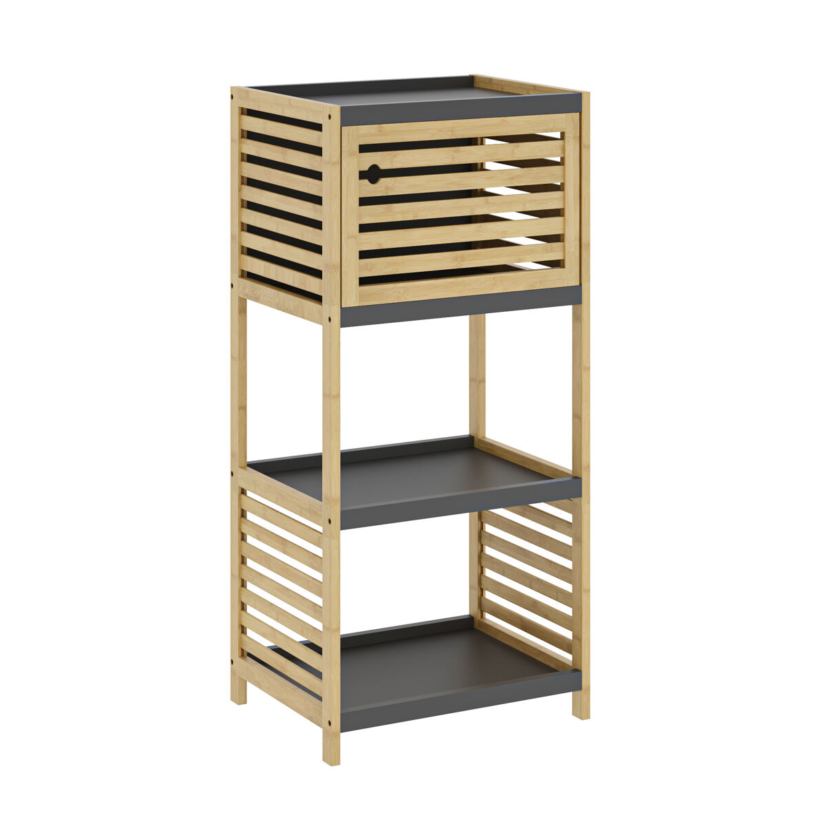 Estantería de baño kydesby de 3 niveles bambú 83x39x30cm natural/gris [en.casa]