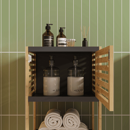 Estante de casa de banho Kydesby 3 níveis bambu 83x39x30cm NaturalCinzento en.casa