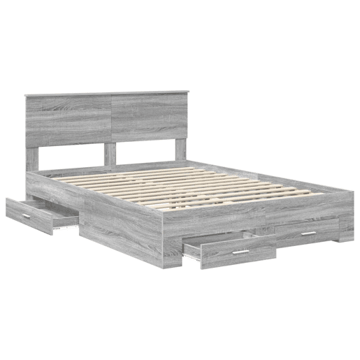 Estrutura De Cama De Casal Moderno - Cinza Sonoma 140 x 190 cm Madeira processada