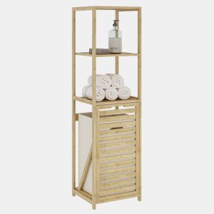 Estante de casa de banho com cesto Anun bambu 130x36x33 cm - NaturalBeige en.casa
