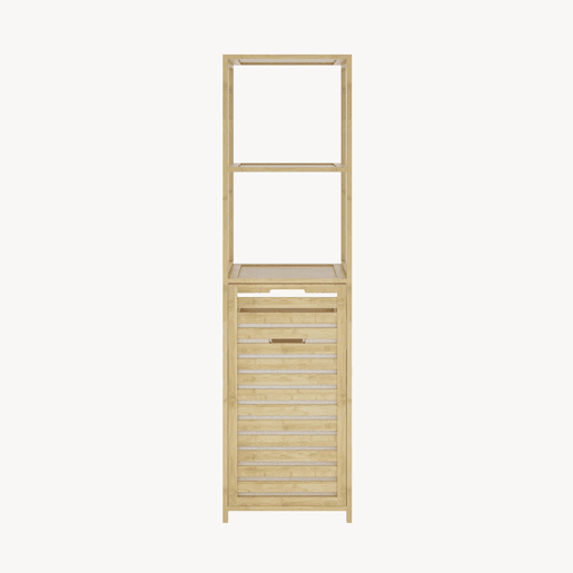 Estante de casa de banho com cesto Anun bambu 130x36x33 cm - NaturalBeige en.casa