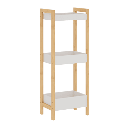 Estante de casa de banho Anun com 3 cestos de bambu 75x28x20 cm - Natural  Branco en.casa