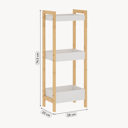 Estante de casa de banho Anun com 3 cestos de bambu 75x28x20 cm - Natural  Branco en.casa