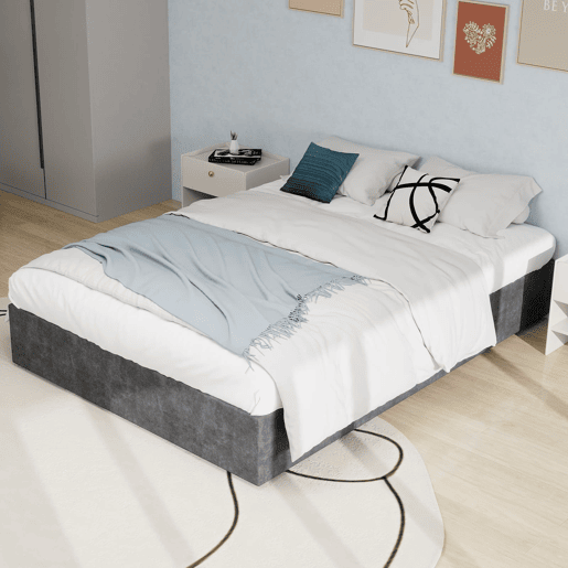 Cama moderna 160x200 cm - estilo simples, com elevação hidráulica - Cinza Cama moderna 160x200 cm - estilo simples, com elevação hidráulica - Cinza