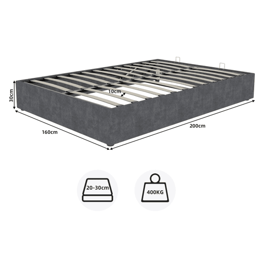 Cama moderna 160x200 cm - estilo simples, com elevação hidráulica - Cinza Cama moderna 160x200 cm - estilo simples, com elevação hidráulica - Cinza