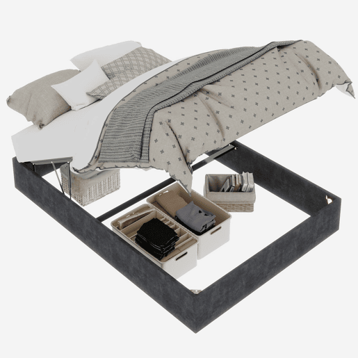 Cama moderna 160x200 cm - estilo simples, com elevação hidráulica - Cinza Cama moderna 160x200 cm - estilo simples, com elevação hidráulica - Cinza