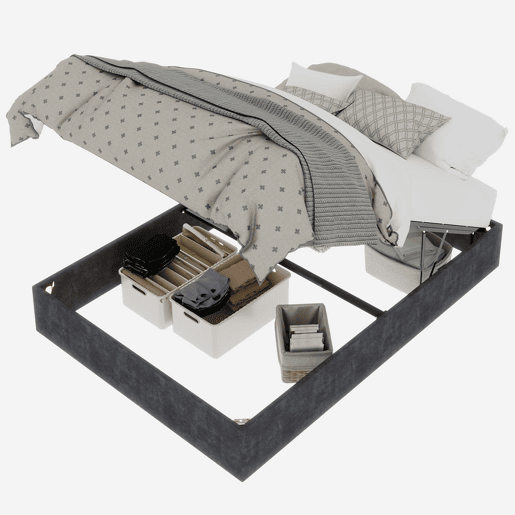 Cama moderna 160x200 cm - estilo simples, com elevação hidráulica - Cinza Cama moderna 160x200 cm - estilo simples, com elevação hidráulica - Cinza