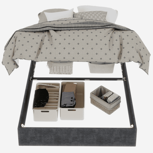 Cama moderna 160x200 cm - estilo simples, com elevação hidráulica - Cinza Cama moderna 160x200 cm - estilo simples, com elevação hidráulica - Cinza