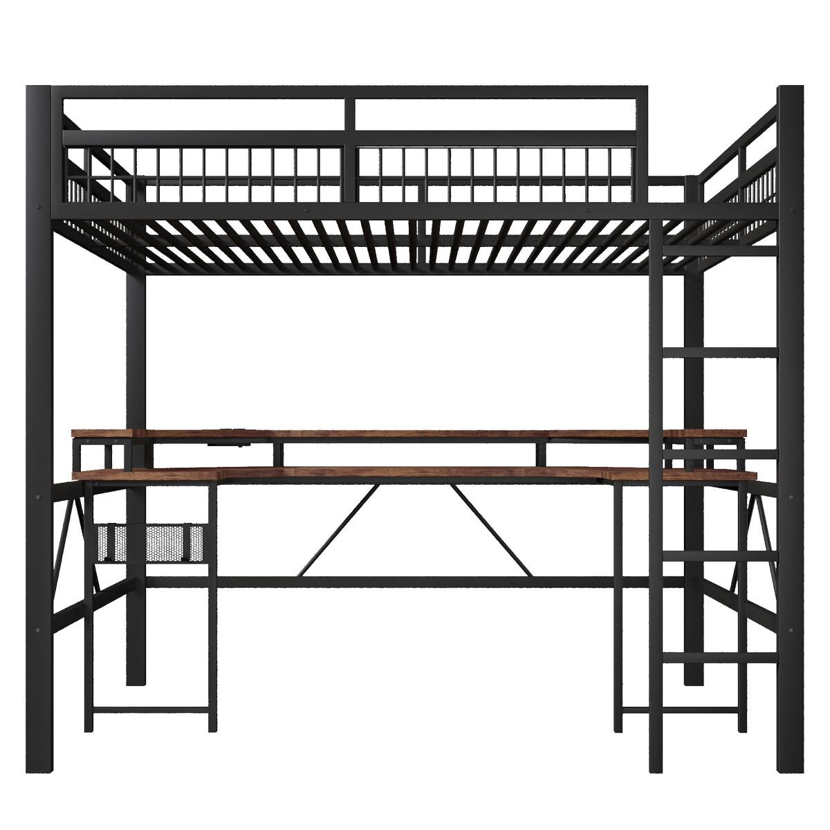 Cama alta para niños 204x144 Negro