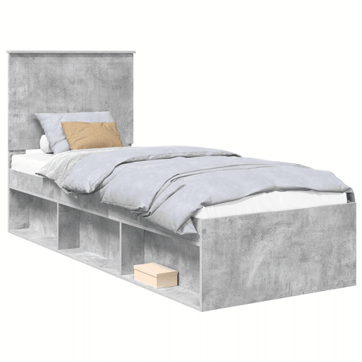 Estrutura de cama de solteiro para adultos com cabeceira Cinza Concreto 75 x 190 cm