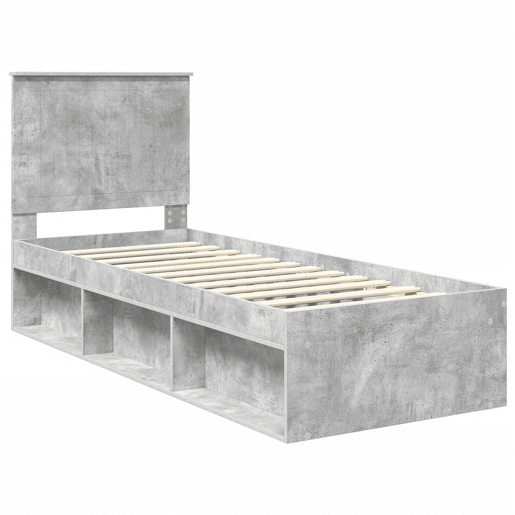 Estrutura de cama de solteiro para adultos com cabeceira Cinza Concreto 75 x 190 cm
