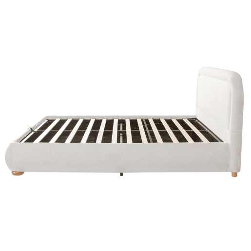 Cama de casal 160x200 cm - hidráulica, com estrado e grande espaço de arrumação, cabeceira estofada - Branco