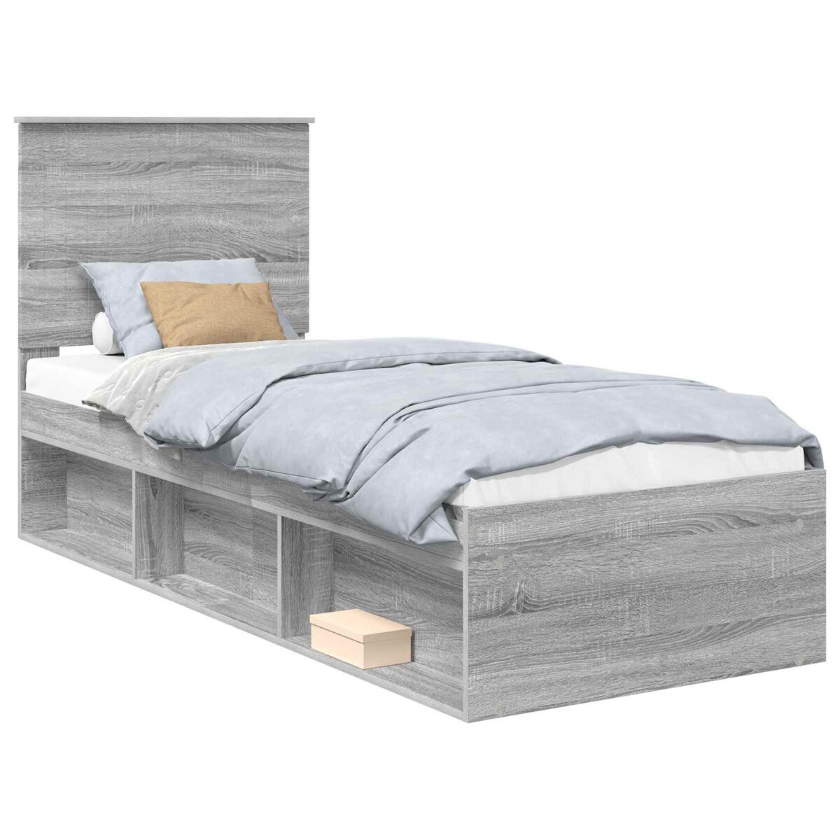 Estructura de cama individual para adultos con cabecera - gris sonoma 75 x 190 cm