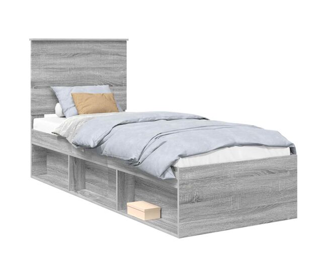 Estructura de cama individual para adultos con cabecera - gris sonoma 75 x 190 cm