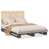 Estrutura de Cama de casal para adultos com cabeceira 140x200 cm pinho maciço cinza