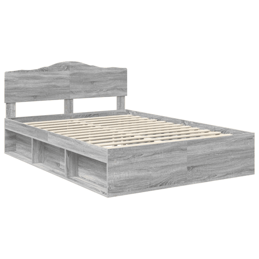 Estrutura da Cama de casal simple com cabeceira Cinza Sonoma 140 x 190 cm