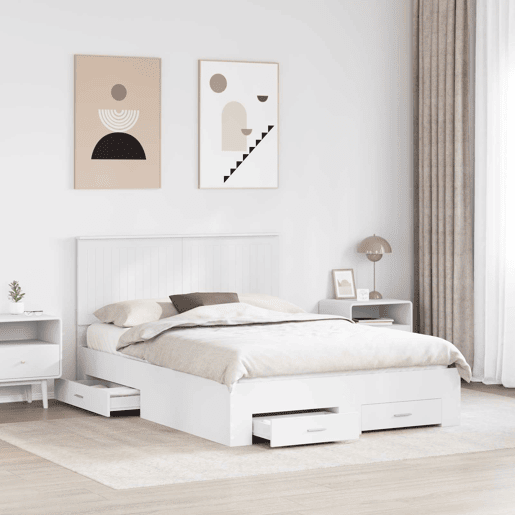 Estrutura De Cama De Casal Moderno - Branco 140 x 190 cm Madeira processada