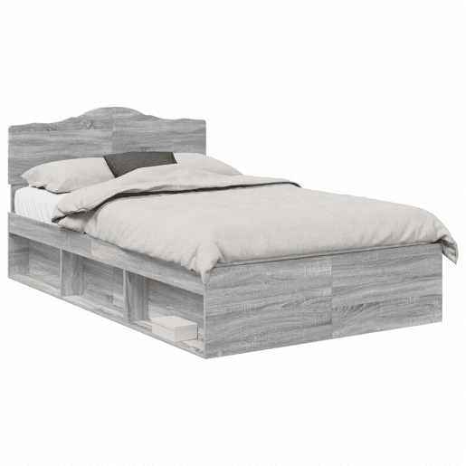 Estrutura da Cama de casal simple com cabeceira Cinza Sonoma 135 x 190 cm