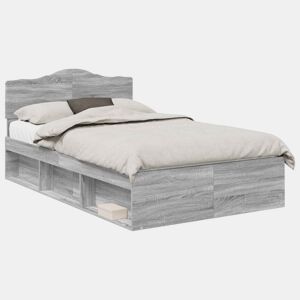 Estrutura da Cama de casal simple com cabeceira Cinza Sonoma 135 x 190 cm