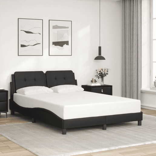 Estrutura de Cama de casal moderno com LED sem colchão Zadar 140x200cm preto