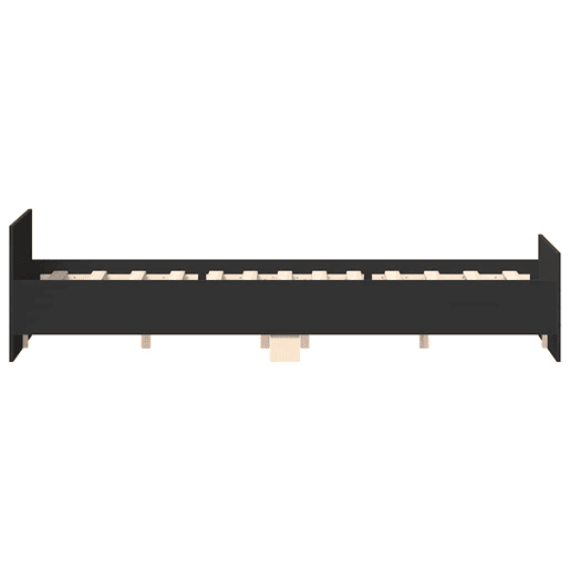 Estrutura de Cama de casal para adultos com cabeceira e pés 135x190 cm preto