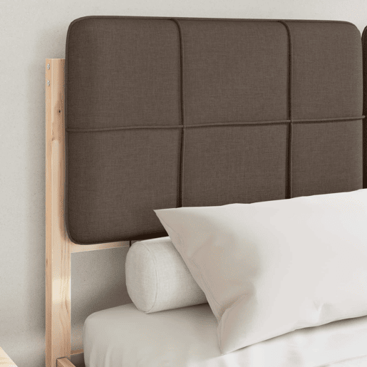 Estrutura de Cama de casal moderno com Cabeceira Estofada Cinzento-acastanhado